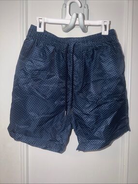 2xist Dark Blue Swim Trunks with White Swiss Dots NWOT